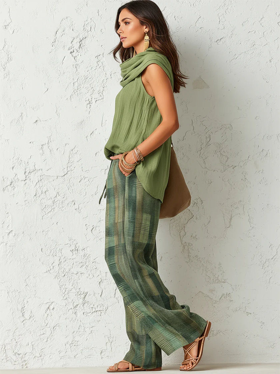 Roslyn – Boho Wide-Leg Set with Draped Top
