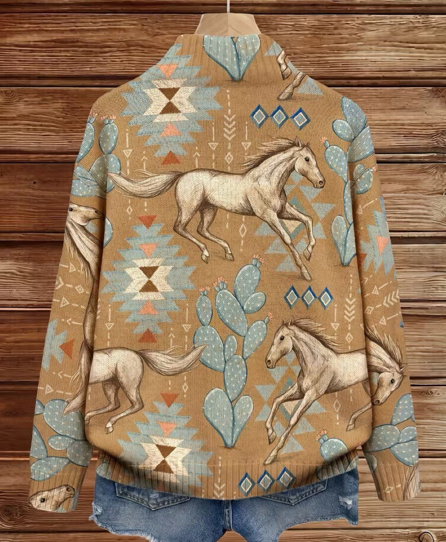 Florence – Western Horse and Cactus Zip Jacket