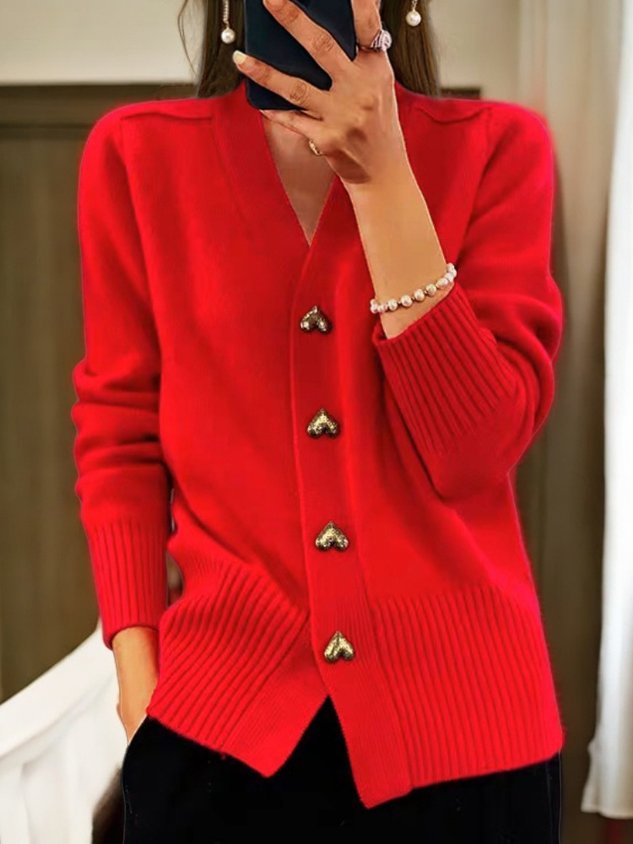 Elizabeth – Heart Button Knit Cardigan
