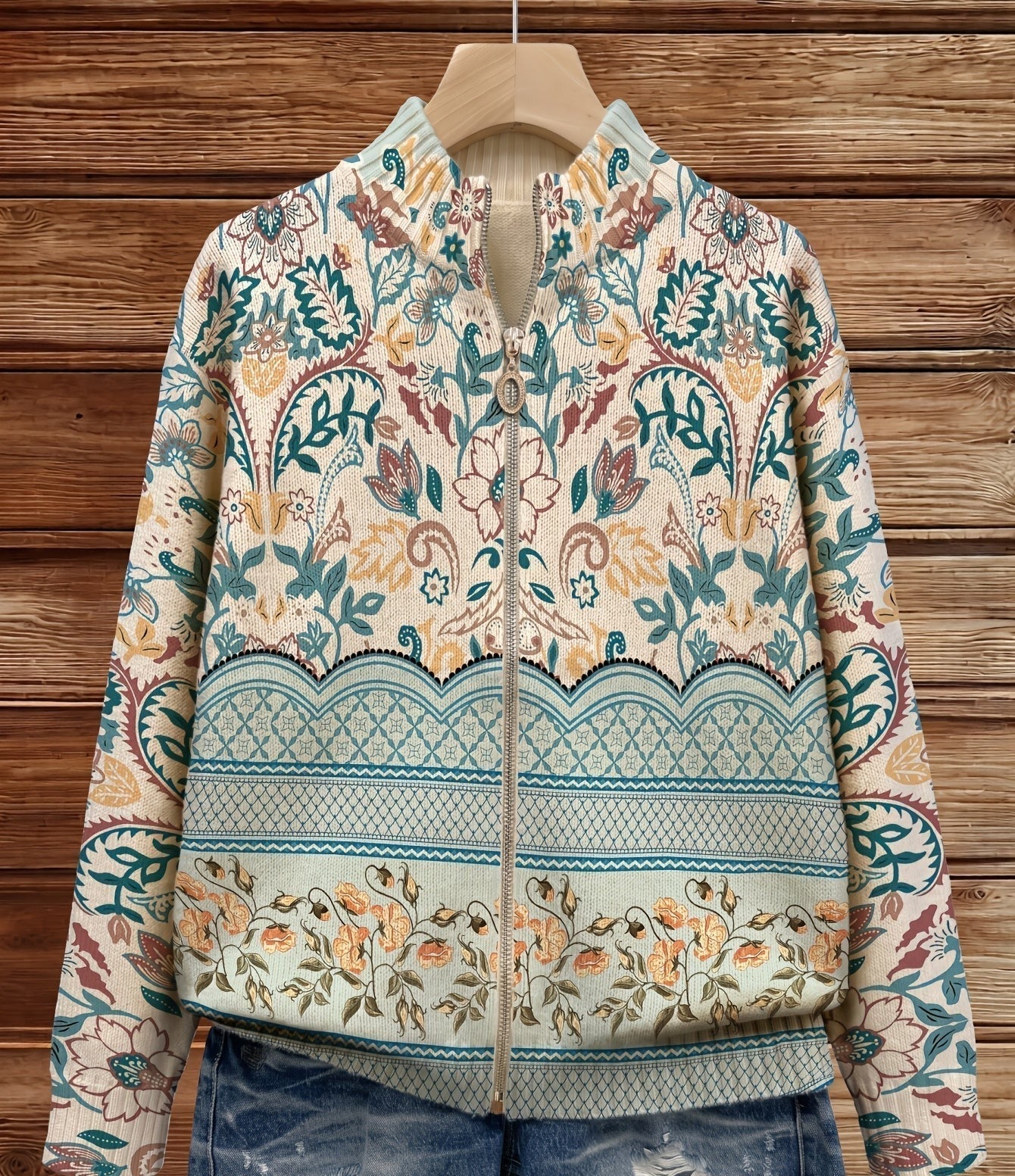 Lillian – Botanical Print Zip-Up Jacket