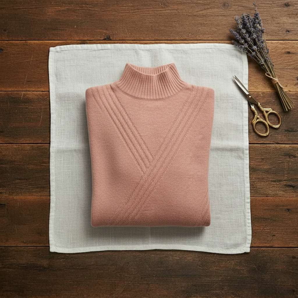 Gladys – Turtleneck Knit Jumper with Striped Cuffs