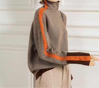 Marcella – Herringbone Turtleneck Jumper
