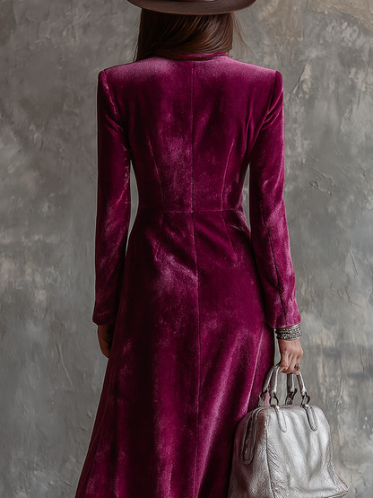 Evelyn – Velvet Double-Breasted Longline Blazer Dress