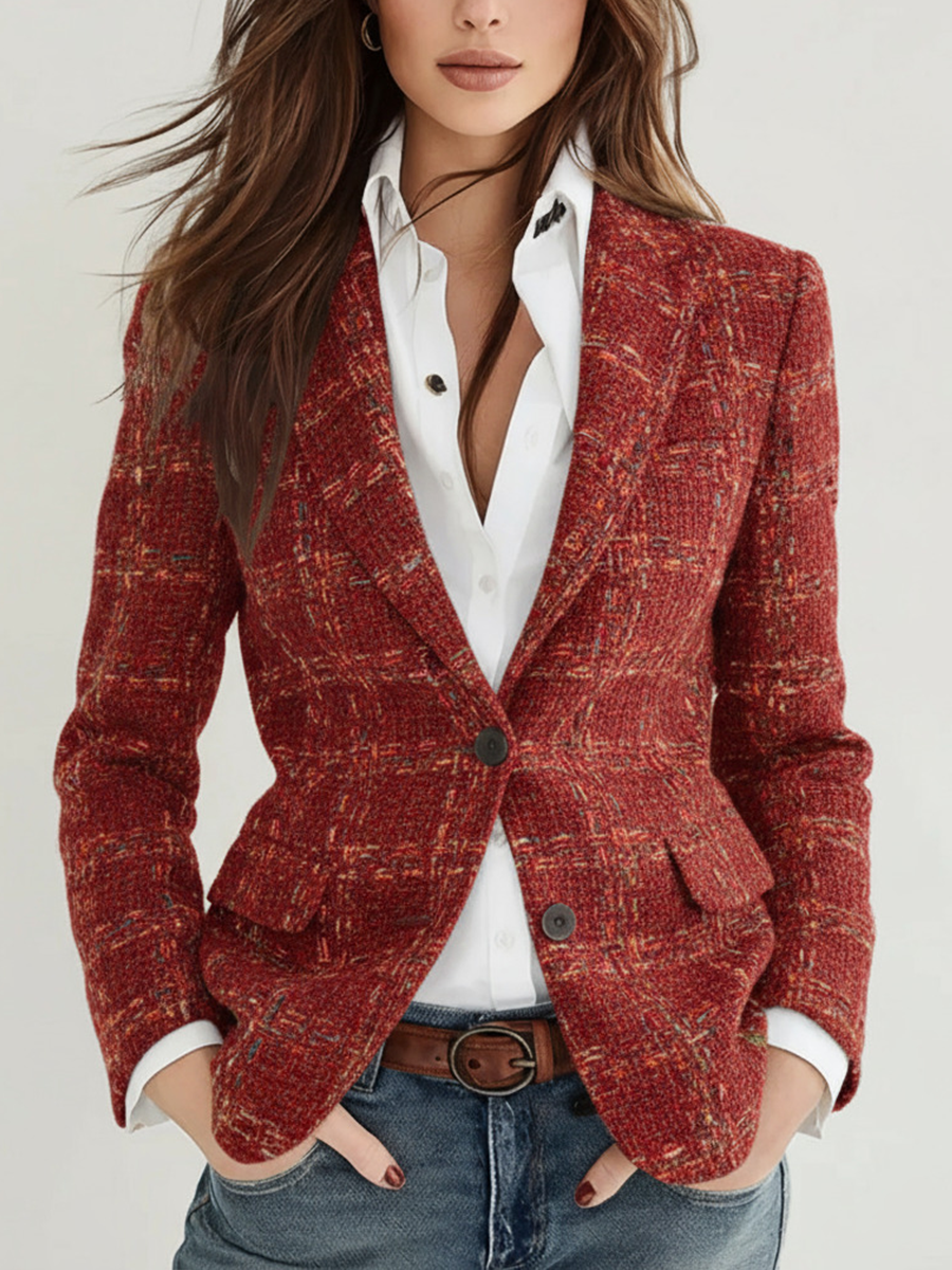 Josephine – Tailored Plaid Tweed Blazer