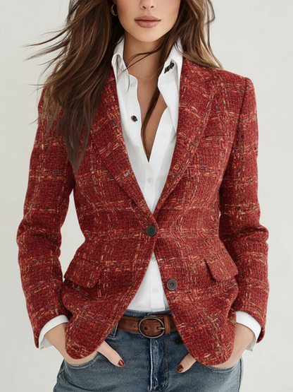 Josephine – Tailored Plaid Tweed Blazer