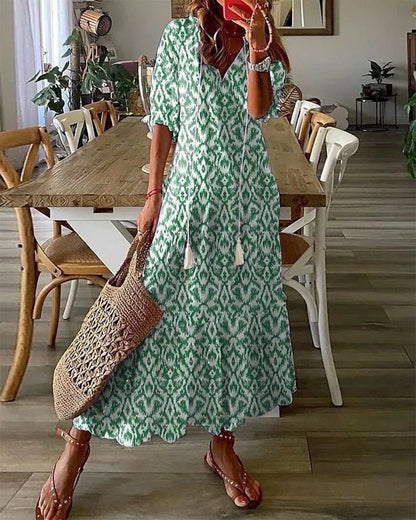 Luna – Boho Ikat Midi Dress
