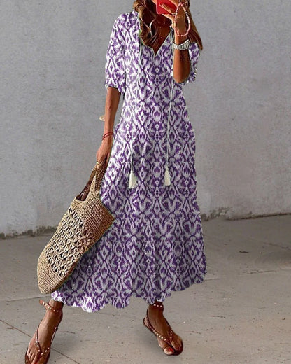 Luna – Boho Ikat Midi Dress