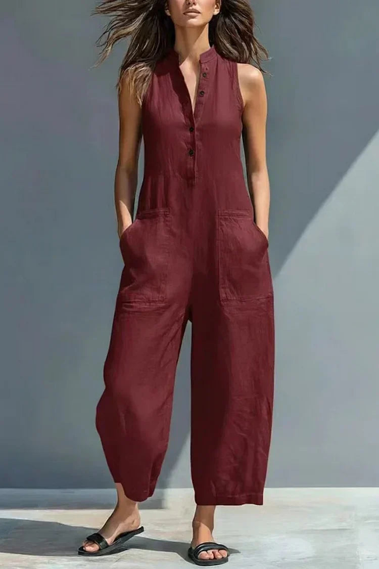 Aubree | Elegant Linen-Look Jumpsuit