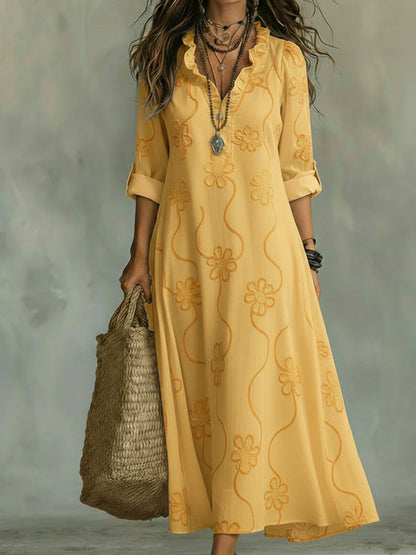 Naomi – Embroidered V-Neck Relaxed Maxi Dress