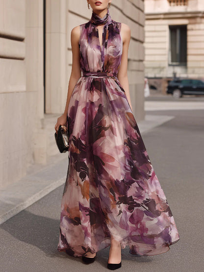 Emi | Watercolour Chiffon Maxi Dress
