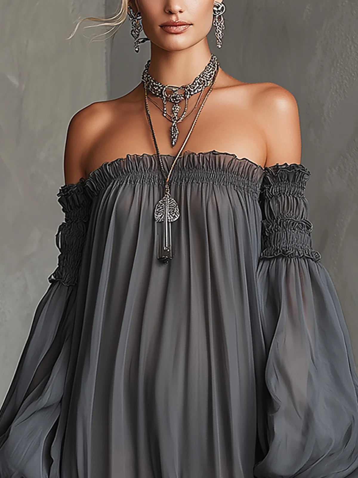 Vega | Sheer Off-Shoulder Maxi Dress