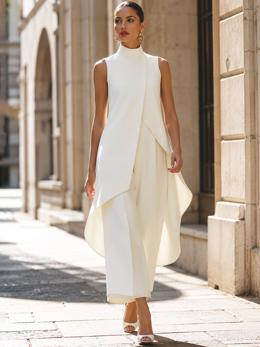 Faye – Asymmetric High-Neck Tailored Set