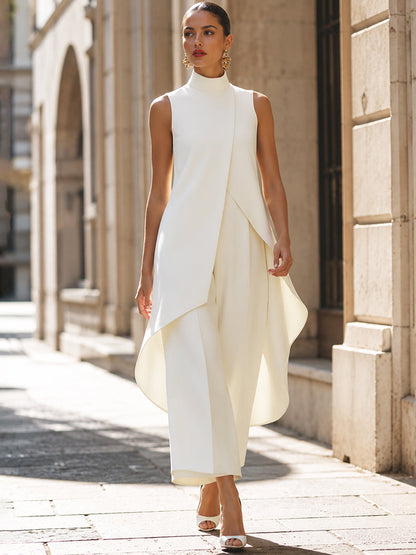 Faye – Asymmetric High-Neck Tailored Set