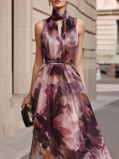 Emi | Watercolour Chiffon Maxi Dress