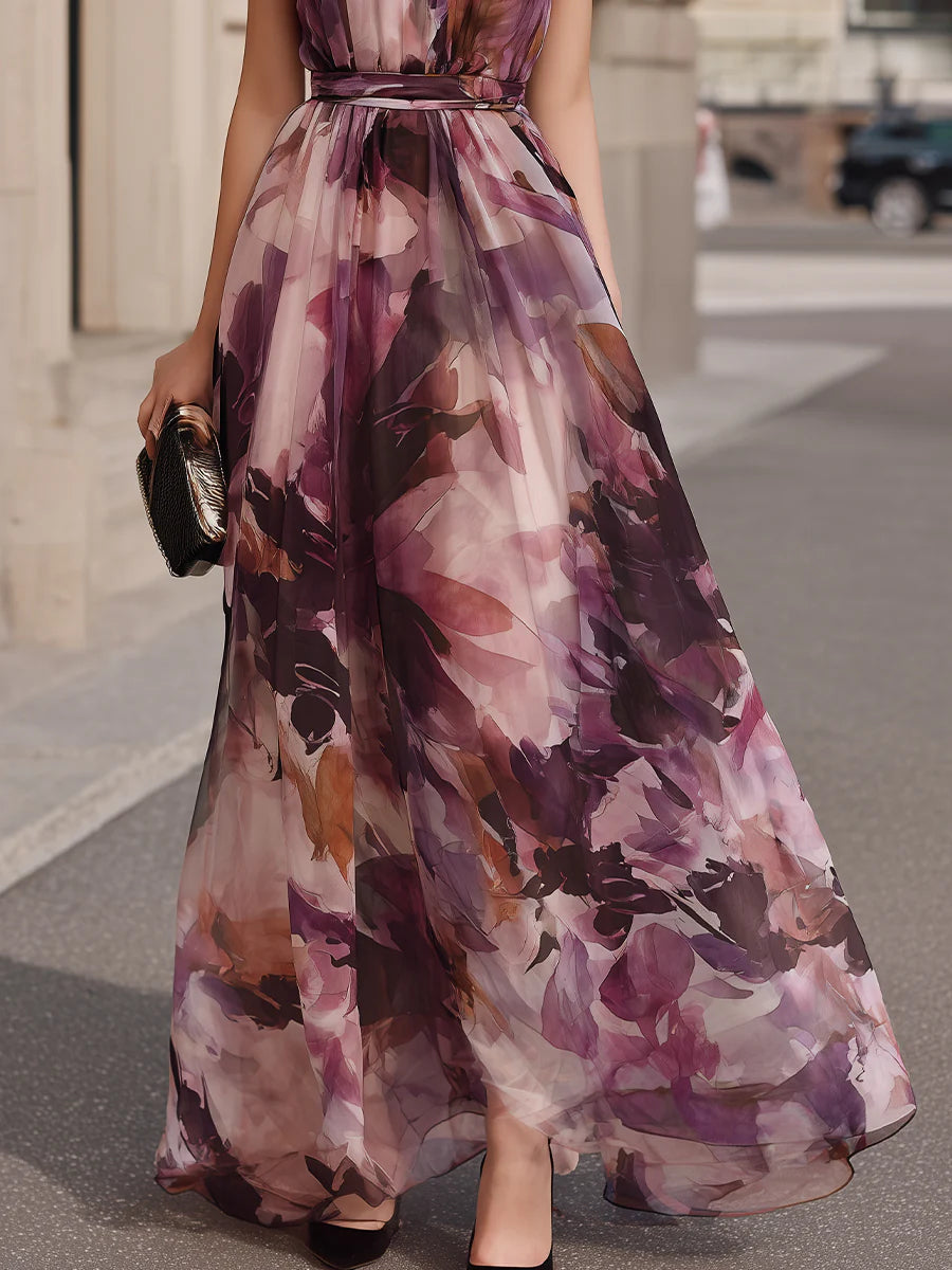 Emi | Watercolour Chiffon Maxi Dress