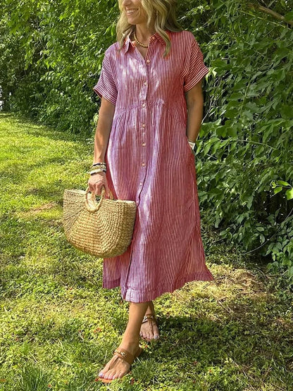Phoebe | Striped Button-Up Dress