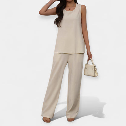 Sahasra | Relaxed Ensemble with Sleeveless Blouse and Flowing Pants