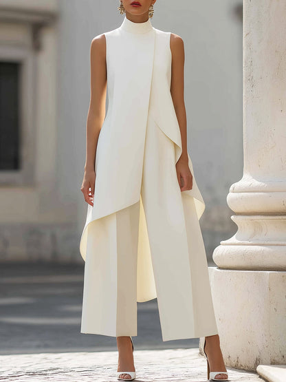 Faye – Asymmetric High-Neck Tailored Set
