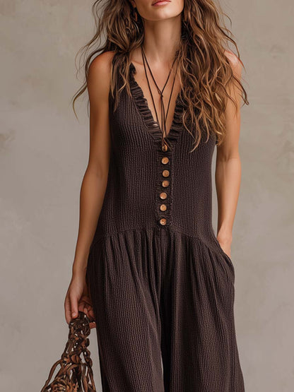 Annie – Relaxed Boho Button-Front Jumpsuit