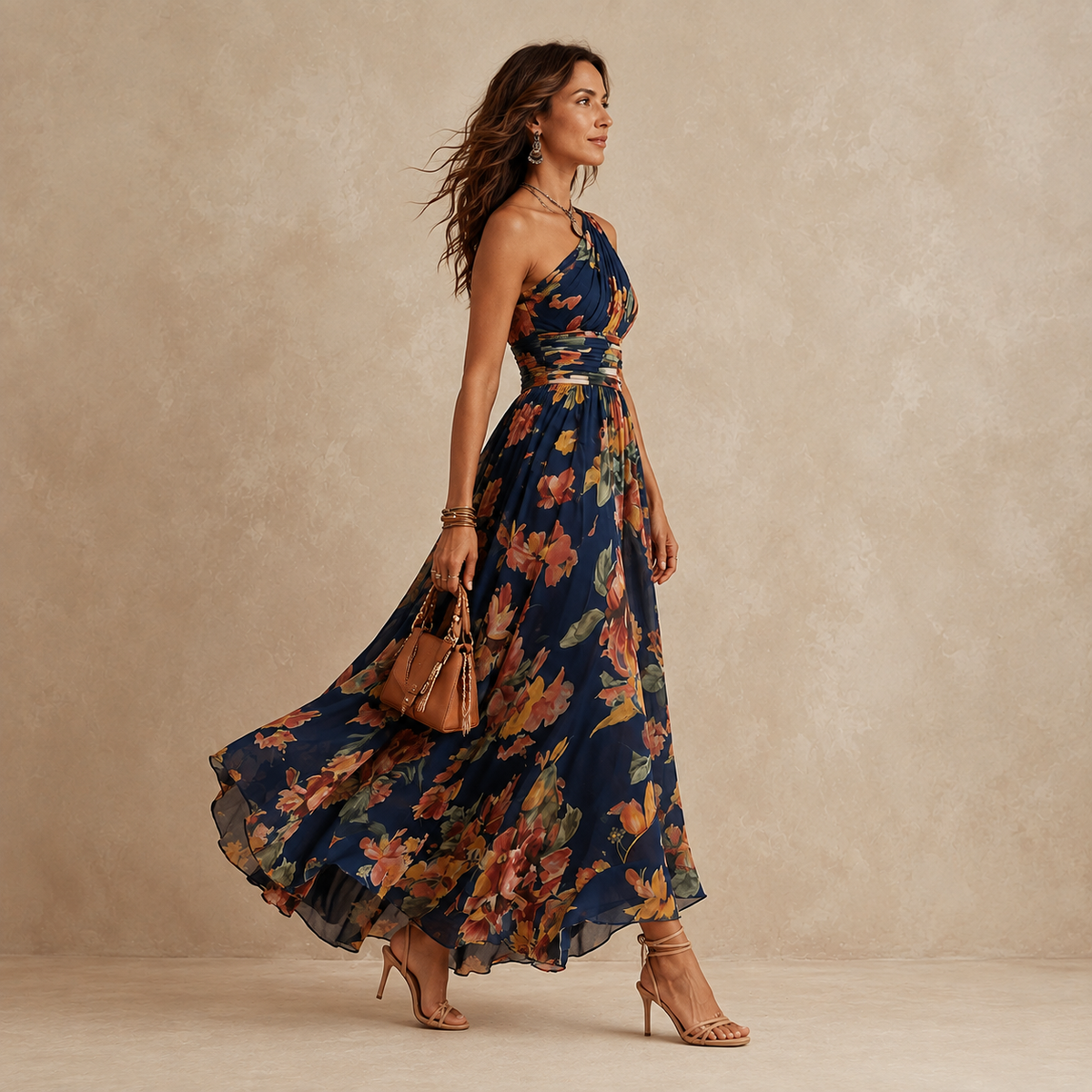 Robyn – One-Shoulder Floral Maxi Dress