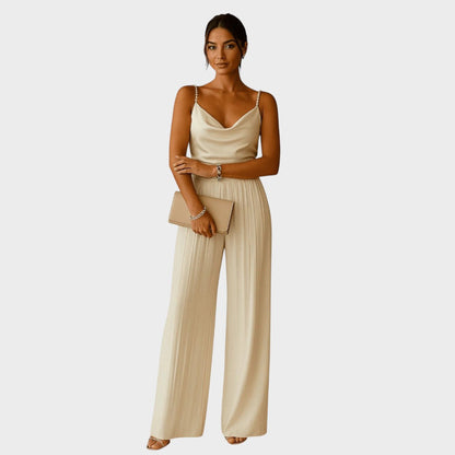 Jennifer – Pearl Strap Wide-Leg Jumpsuit