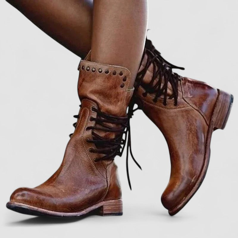 Yolanda – Lace-Up Western Leather Boots