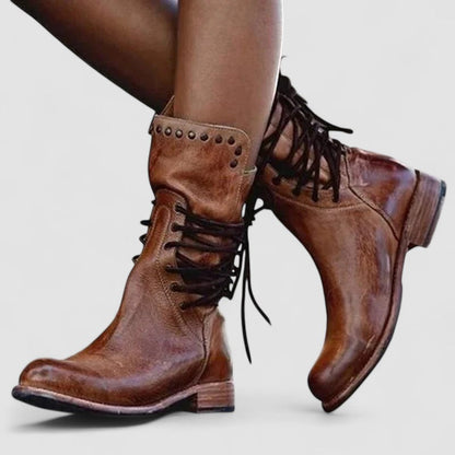 Yolanda – Lace-Up Western Leather Boots