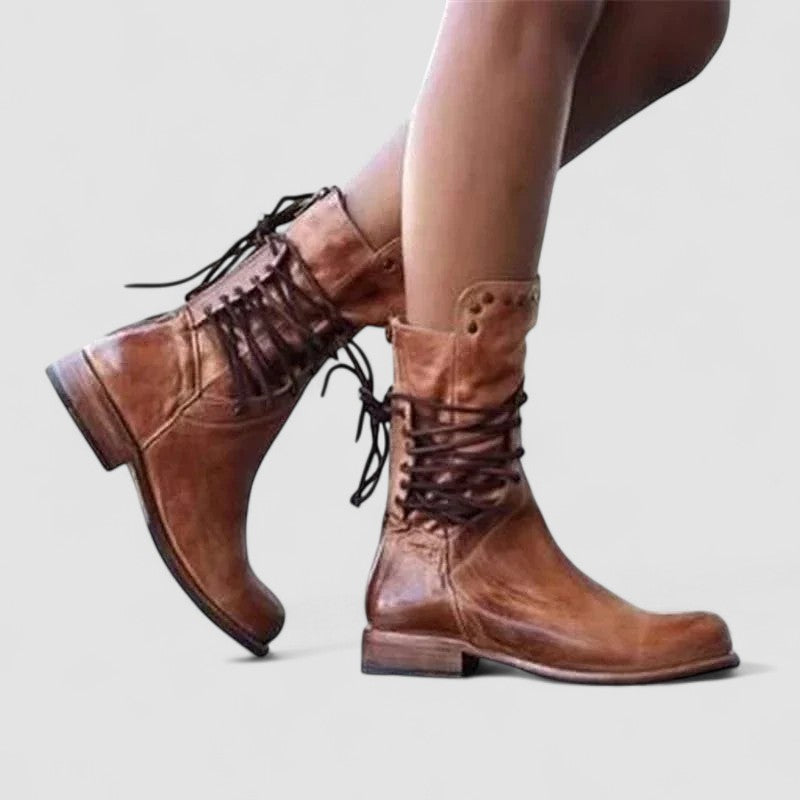 Yolanda – Lace-Up Western Leather Boots