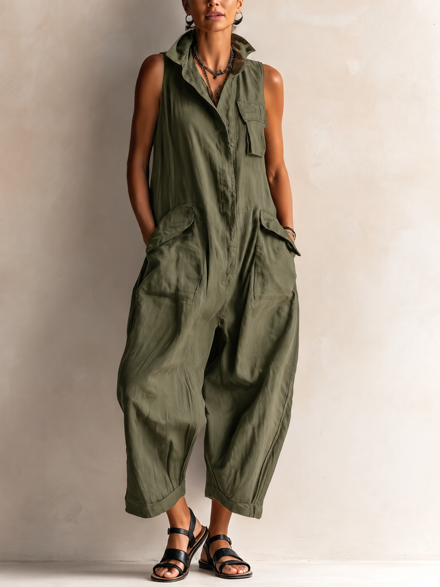 Rosa – Relaxed Cargo Jumpsuit