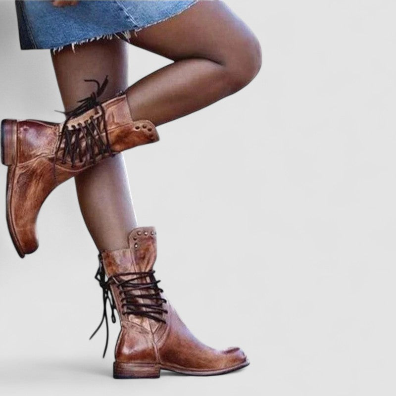 Yolanda – Lace-Up Western Leather Boots