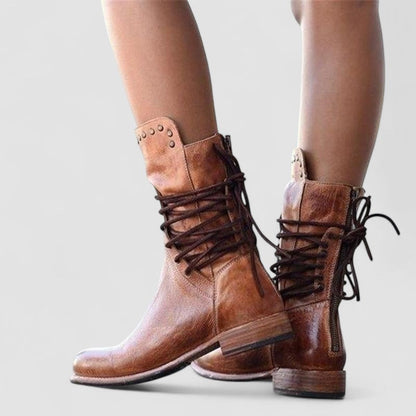 Yolanda – Lace-Up Western Leather Boots