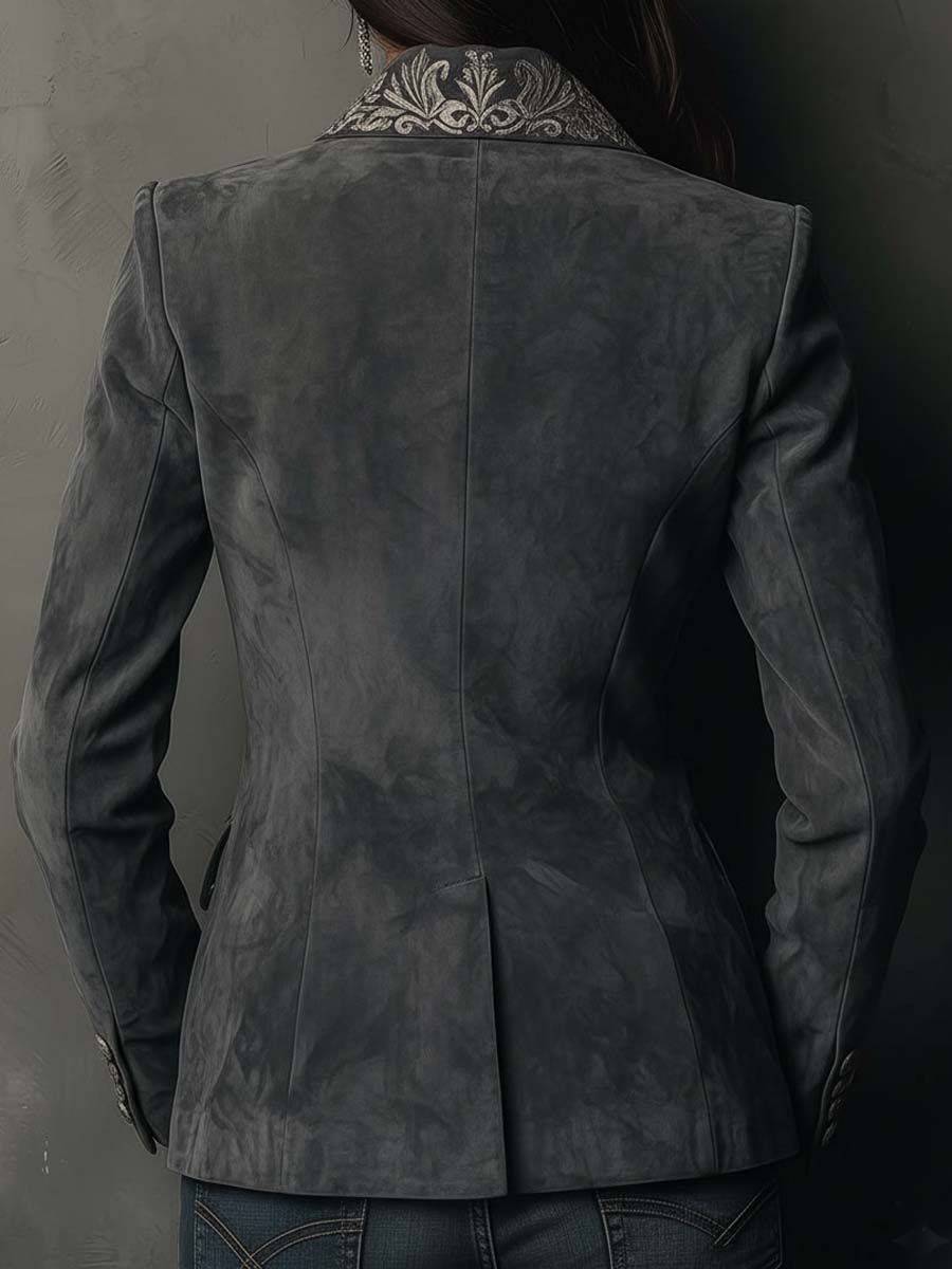 Reba – Embossed Floral Tailored Blazer