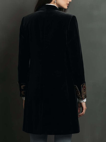 Loretta – Velvet Longline Blazer with Baroque Lapels