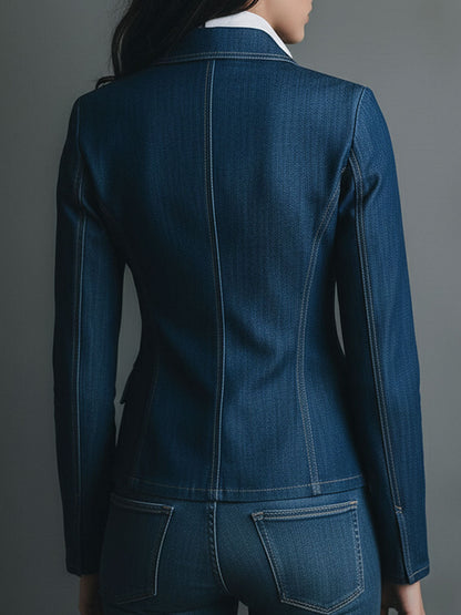Geraldine – Fitted Structured Denim Blazer