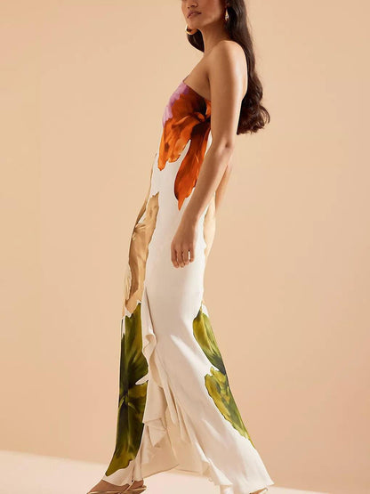 Selena | Resort Vibes Elegant Floral Print One-Shoulder Maxi Dress
