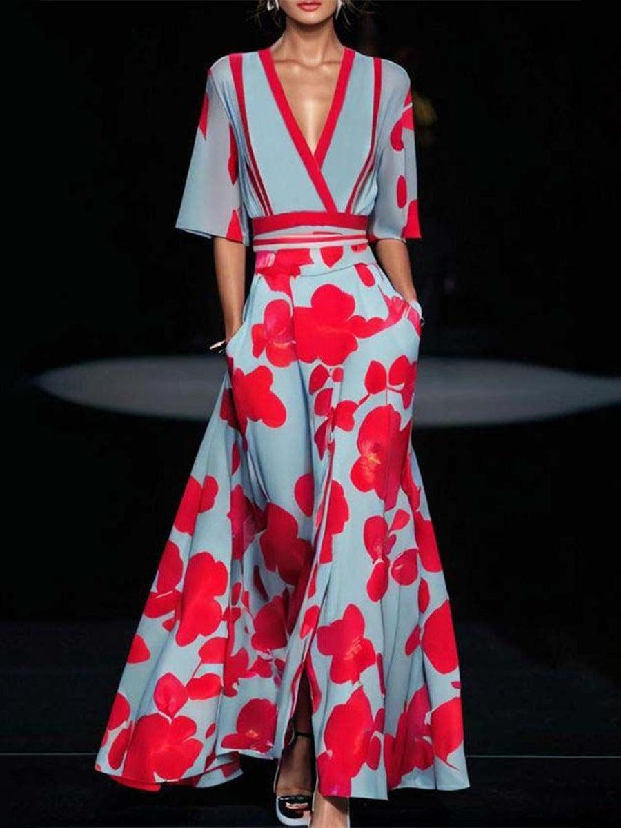 Skyler | Seaside Glam Elegant Mid Sleeve Maxi Dress Ensemble