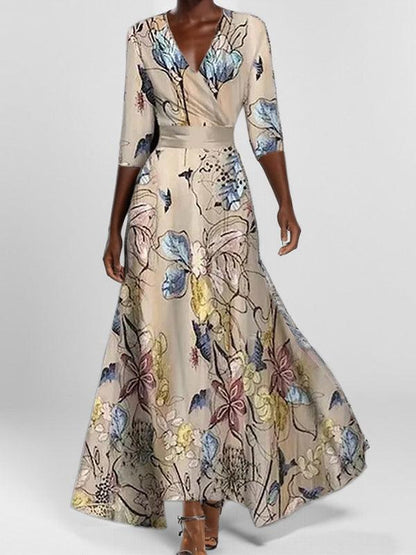 Skyler | Seaside Glam Elegant Mid Sleeve Maxi Dress Ensemble