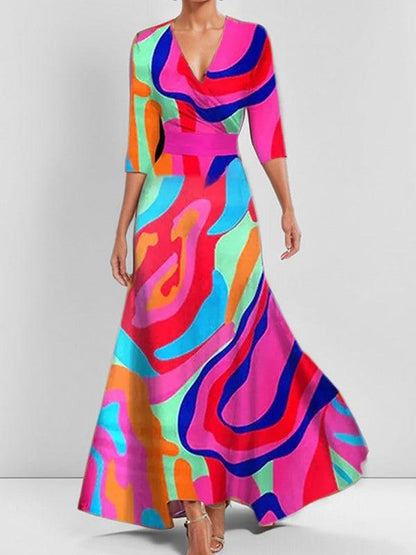 Skyler | Seaside Glam Elegant Mid Sleeve Maxi Dress Ensemble