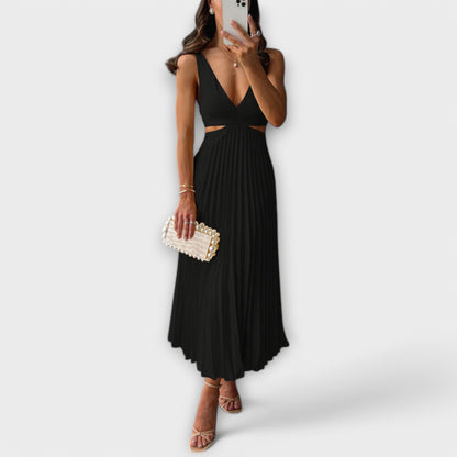 Marian | Elegant Midi Evening Dress with Pleating