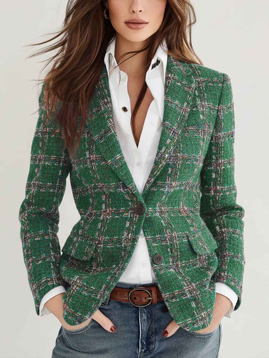 Josephine – Tailored Plaid Tweed Blazer