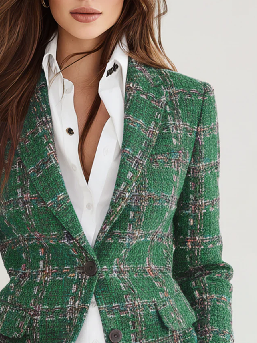 Josephine – Tailored Plaid Tweed Blazer