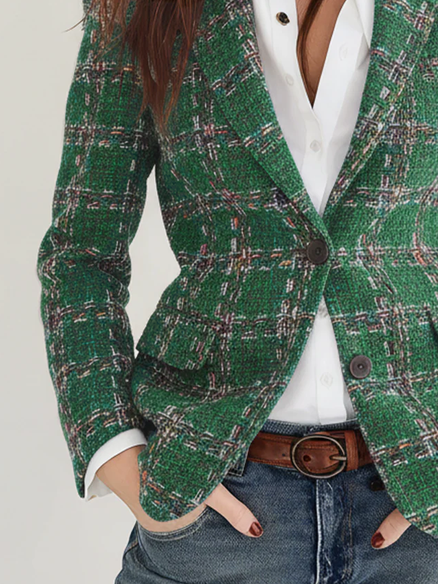 Josephine – Tailored Plaid Tweed Blazer