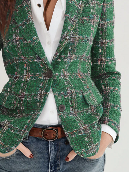 Josephine – Tailored Plaid Tweed Blazer