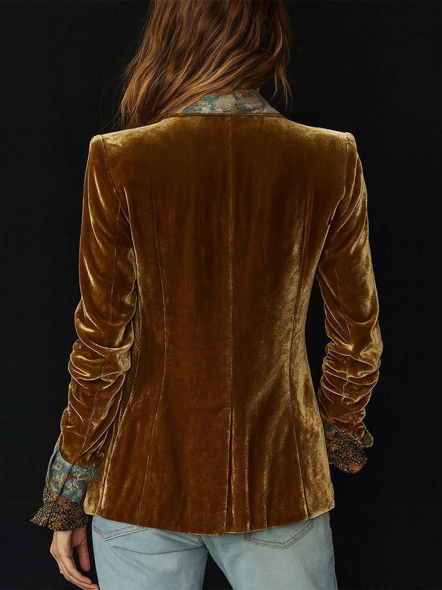 Tara – Velvet Floral Patchwork Blazer