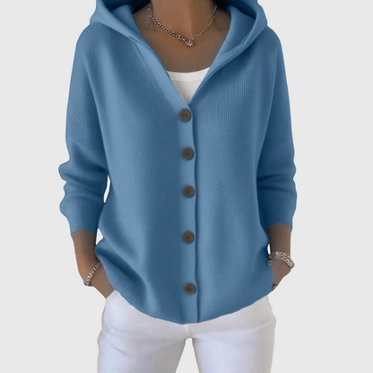 Marilyn – Hooded Button-Down Knit Cardigan