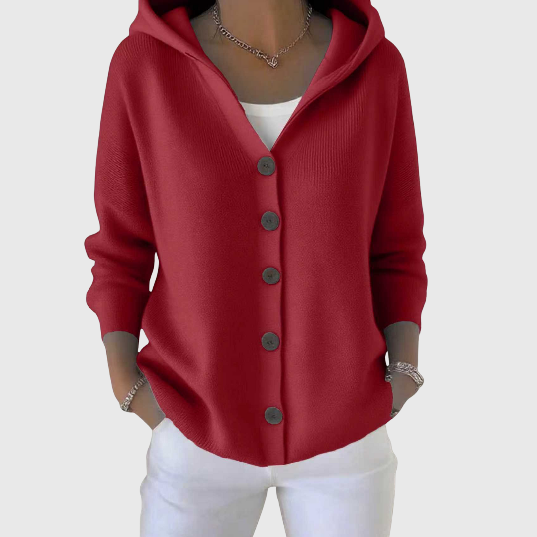 Marilyn – Hooded Button-Down Knit Cardigan