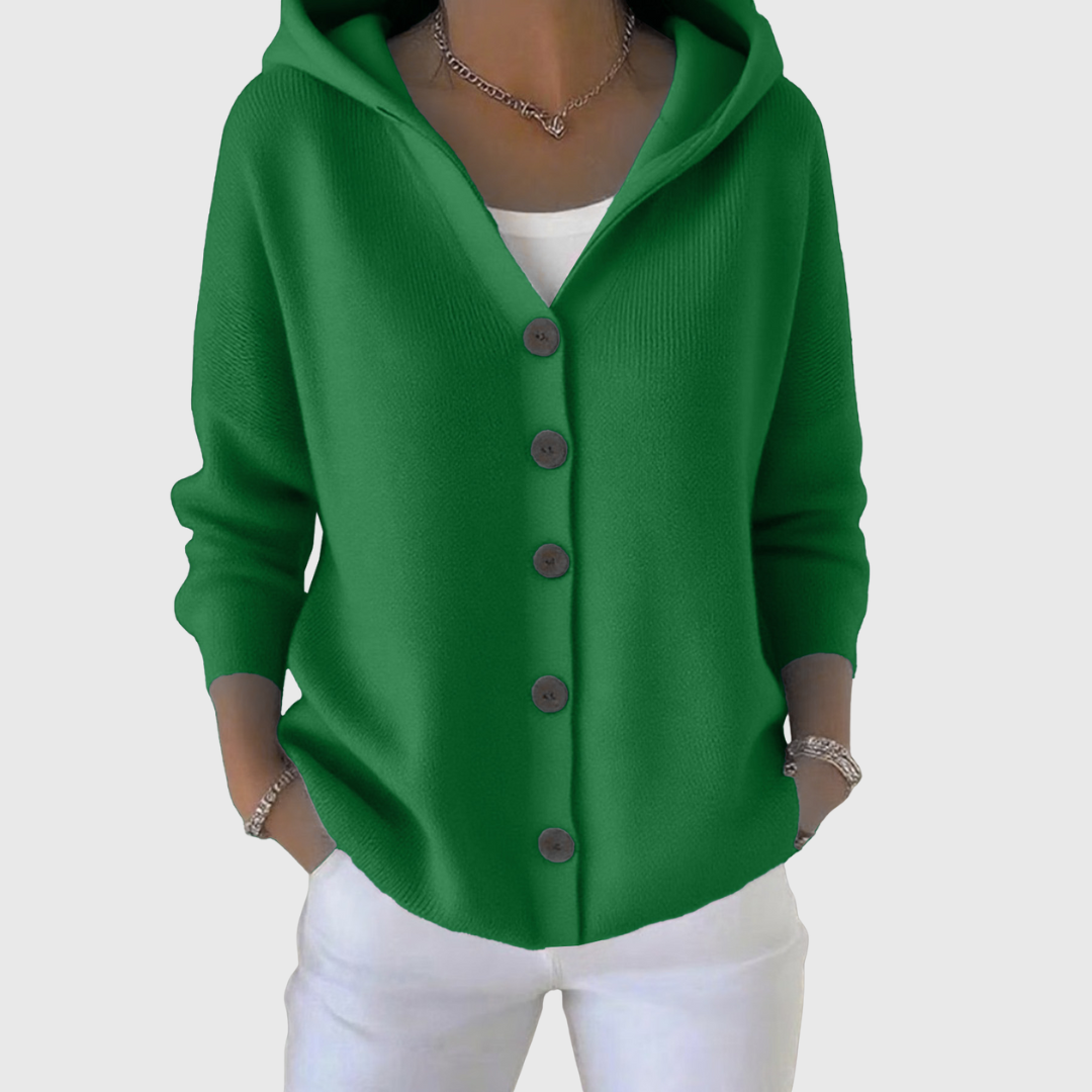 Marilyn – Hooded Button-Down Knit Cardigan