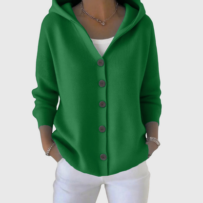 Marilyn – Hooded Button-Down Knit Cardigan