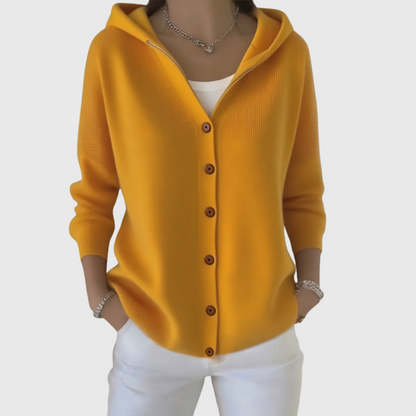Marilyn – Hooded Button-Down Knit Cardigan