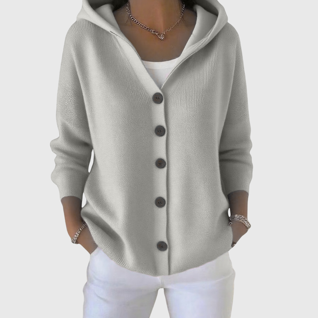 Marilyn – Hooded Button-Down Knit Cardigan